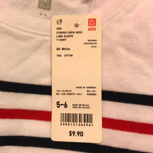 UNIQLO KIDS Striped crew neck long sleeve t-shirt - Picture 3 of 3
